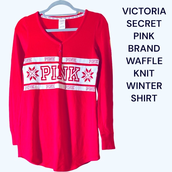 VICTORIA’S SECRET PINK WAFFLE KNIT TOP SZ XS, OVERSIZED, P/P-18/19”, Length 26” - Picture 11 of 15